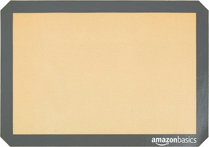 Amazon Basics Silicone Rectangular Baking Mat, Non-Stick, Reusable, Dishwasher Safe, Food Safe, Heat Resistant, 16.5" x 11.6", Beige/Gray, 2-Pack - Image 3