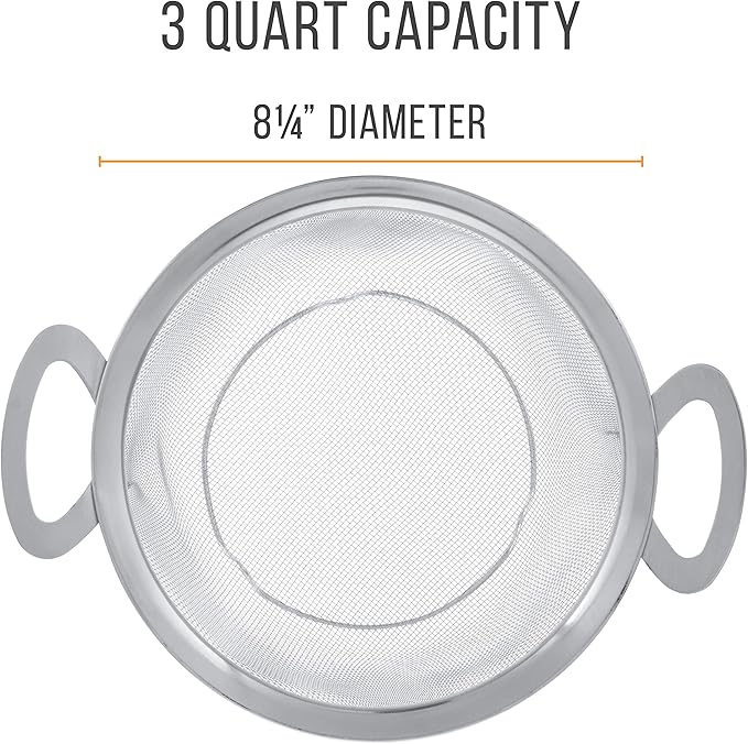 U.S. Kitchen Supply Stainless Steel Colander Strainer Basket - 3-Quart Colander with Resting Feet & Handles - Wide Rim Sieve, Stainless Steel Strainers and Colanders for Kitchen - Image 2