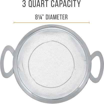 U.S. Kitchen Supply Stainless Steel Colander Strainer Basket - 3-Quart Colander with Resting Feet & Handles - Wide Rim Sieve, Stainless Steel Strainers and Colanders for Kitchen - Image 2