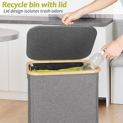 efluky Recycling Bin Holder 100L, 26 Gallon Trash Can with Lid, Garbage Bag Holder for Yellow Bags, Easy Removal, (Inner Bag Not Included) -Grey - Image 5
