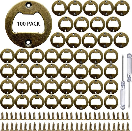 Bottle Opener Insert - 100 Sets Stainless Steel Inserts Kit with Screws Screwdriver for DIY Resin Mould Kit Hardware Parts Supply（brown) by TECARATE