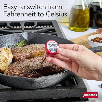 GoodCook Everyday Digital Food Thermometer Instant Read with Stainless Steel Probe, Fahrenheit & Celsius Display & Includes Storage Sleeve, Red - Image 8