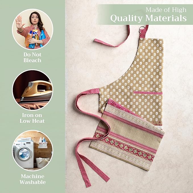 Maison d' Hermine 100% Cotton Apron for women with Pocket Kitchen Chef Apron for Men Cooking Mothers Day Gifts