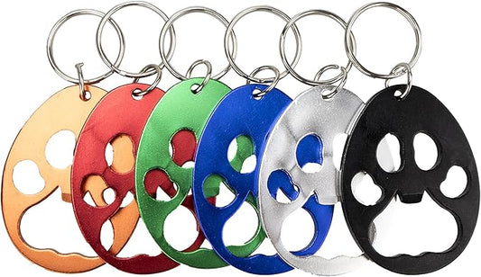 Swatom Dog Paw Keychain Bottle Opener Beer Opener Tool, Key Tag Chain Ring, 6 Piece