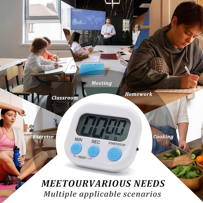 24 Pack Multi-Function Electronic Timer - Kitchen Timer,Magnetic Digital Timers,Big LCD Display, ON/Off Switch,Extensively Use in Cooking,Gym, Meeting, Classroom,Kitchen,Study,Work,Outdoor Activities
