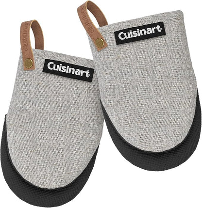 Cuisinart Heritage Mini Oven Mitts – 5.5” x 7” Heat-Resistant Kitchen Mitts for Oven with Non-Slip Neoprene Palm, Cotton Filling, and Faux Leather Loop – Durable Oven Mitt Set for Cooking & Baking by BestBrands