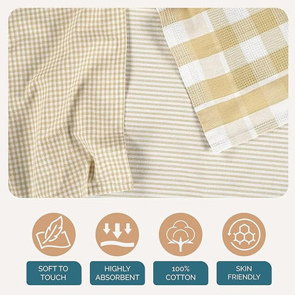 Casa Platino Dish Towels for Kitchen 18" x 28", Dish Towels Set of 6 – Great for Daily Dish Drying, Cooking Prep, and Serving Use, Reliable Kitchen Companions for Spills and Baking Needs- Beige