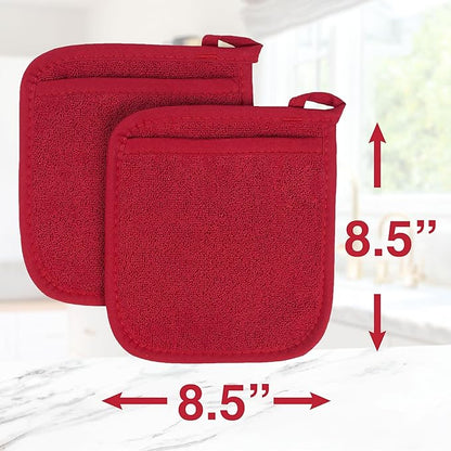 RITZ Terry Pocket Mitt & Hot Pad: Unparalleled Heat Resistant, Durable 100% Cotton – Ergonomically Designed for Optimal Grip – Easy-Care Machine Washable – 4-Pack, Paprika Red - Image 7