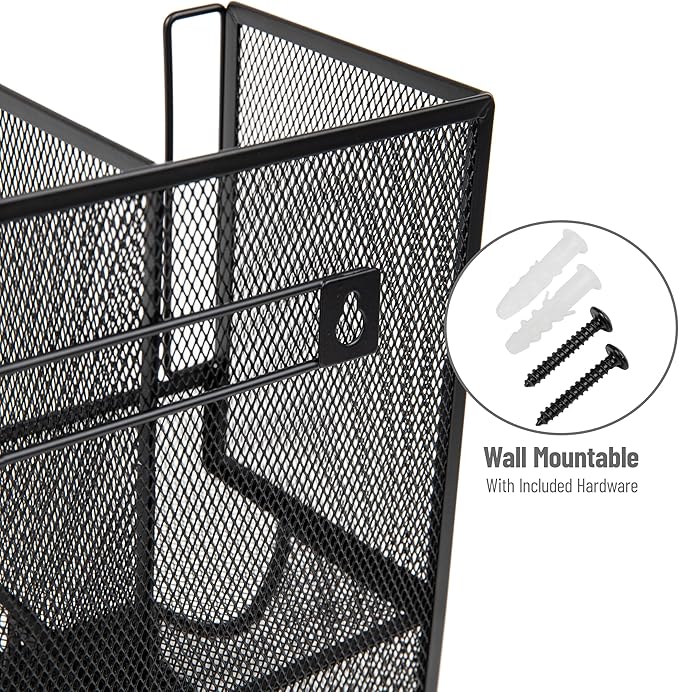 Mind Reader Multipurpose Countertop Organizer, Office Breakrooms, Cup and Condiment Station, Metal Mesh, Black - Image 4