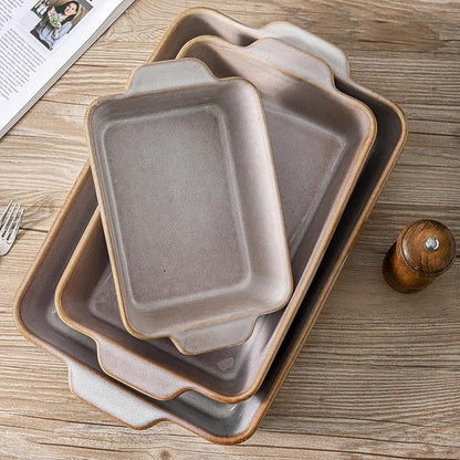 HVH 9x13 Baking Dish Set, Large Casserole Dishes for Oven, Ceramic Bakeware Set of 3, Rectangular Lasagne Pan Deep for Baking (Sand Color) - Image 7