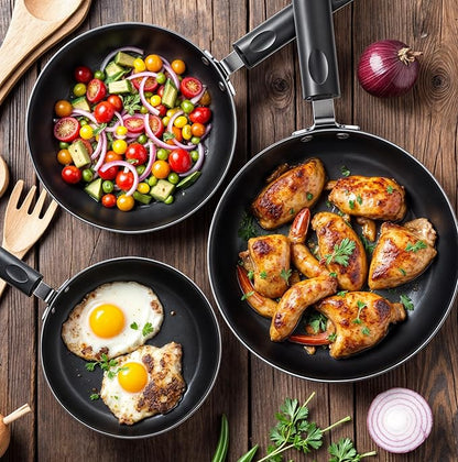 Utopia Kitchen Nonstick Cookware 3 Piece Omelette Pan Skillet Set, Nonstick Frying Pans with Induction Bottom, 8, 9.5 & 11 Inches Frying Pans with Bakelite Handles, PFOA Free, Grey - Image 5