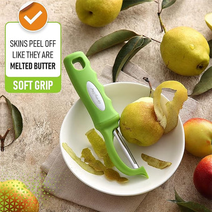 Spring Chef Premium Swivel Vegetable Peeler, Soft Grip Handle and Ultra Sharp Stainless Steel Blades - Perfect Kitchen Peeler For Veggie, Fruit, Potato, Carrot, Apple - Green - Image 4
