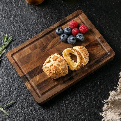THETCHRY Walnut Wood Cutting Board for Kitchen, Small Chopping Board Portable, Compact Size for Daily Prep Stable Use, 9"x6"x0.8" - Image 2