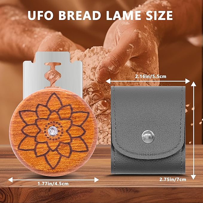 UFO Bread Lame Cutter for Homemade Sourdough,Bread Scorer Tool for Sourdough with 5 Blades and Case,Slashing Tool Bread Cutting Knife for Artisan Bread and Baguette Makers,Water Lily - Image 2