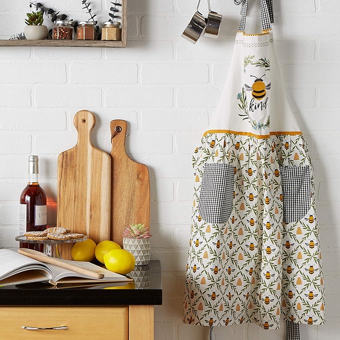 DII Women's Spring & Summer Apron Collection Adjustable, Two Large Pockets & Extra Long Ties, One Size Fits Most