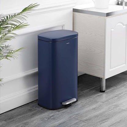 happimess HPM1011E Curtis 8-Gallon Step-Open Trash Can, Fingerprint Resistant, Modern, Minimalistic for Home, Kitchen, Laundry Room, Office, Bedroom, Bathroom, Denim Blue - Image 2