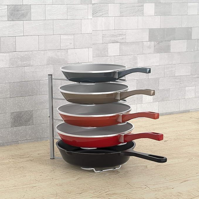 Deco Brothers Pan Organizer Rack for Kitchen Cabinet and Counter, Silver - Image 2