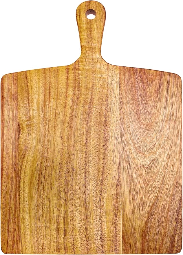 ZeQi Acacia Wood Cutting Board with Handle (15"L x 11"W), Wooden Cutting Boards, Chopping Board, Charcuterie Board, Serving board for Cheese, Bread, Pizza, Vegetables & Fruits by ZeQi
