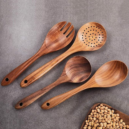 Mother’s Day Wooden Spoons for Cooking Set of 6, Handmade Mango Wood Kitchen Utensils Set, Nonstick Safe Wooden Cooking Utensils with Spoon, Spatula, Turner, Smooth Finish Gift for Mom