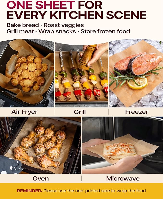 Katbite Parchment Paper Sheets 360 PCS, 12x16 Inches Precut Unbleached Baking Parchment, Non-stick, Non-toxic, Heavy Duty Flat Baking Paper for Oven, Cooking, Grilling, Air Fryer and Steaming - Image 7