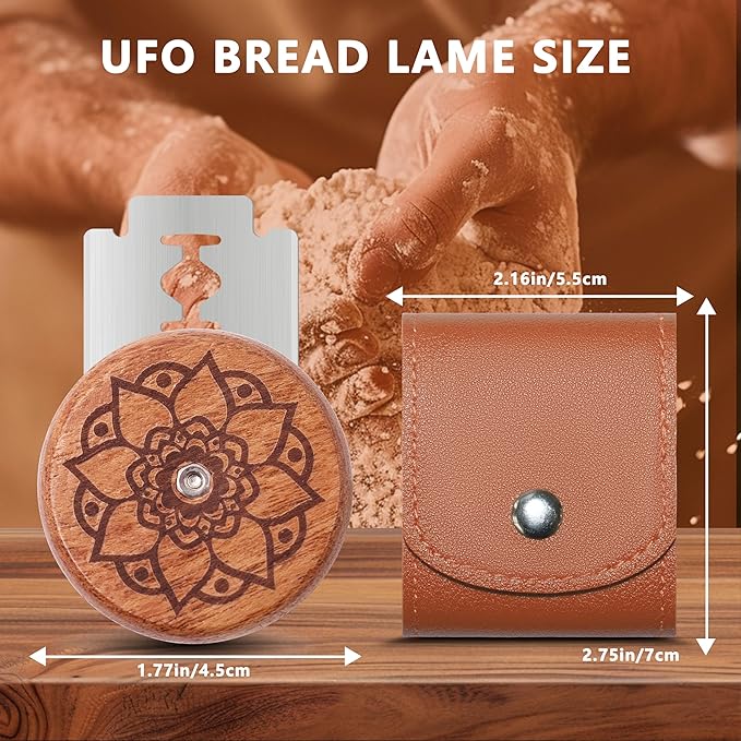 UFO Bread Lame Cutter for Homemade Sourdough,Bread Scorer Tool for Sourdough with 5 Blades and Case,Slashing Tool Bread Cutting Knife for Artisan Bread and Baguette Makers,Dot flower - Image 2