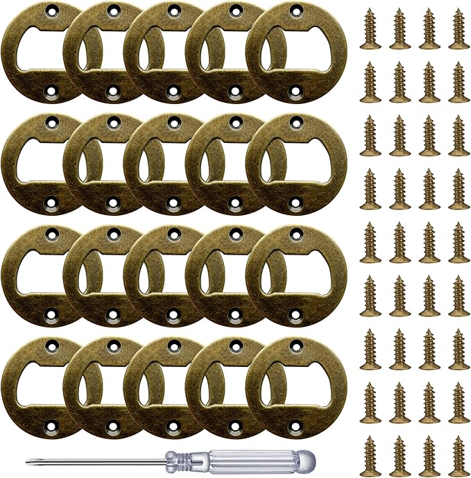 Bottle Opener Insert - 20 Sets Stainless Steel Inserts Kit with Screws Screwdriver for DIY Resin Mould Kit Hardware Parts Supply（brown) by TECARATE