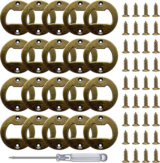 Bottle Opener Insert - 20 Sets Stainless Steel Inserts Kit with Screws Screwdriver for DIY Resin Mould Kit Hardware Parts Supply（brown) by TECARATE