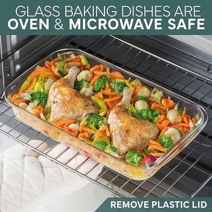 COOK WITH COLOR 8-Piece Deep Glass Baking Dish Set with Plastic Lids – Casserole and Food Storage Containers for Lasagna, Leftovers – Freezer-to-Oven, Microwave & Dishwasher Safe, Mint - Image 6