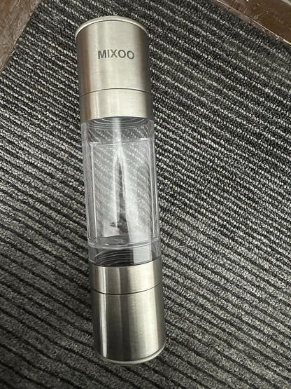 Mixoo Salt and Pepper Grinder - 2 in 1 Manual Stainless Steel Salt Pepper Mill Herb Spice Grinder Shakers Refillable with Adjustable Coarseness Ceramic Rotor and Dual Clear Acrylic Chamber - Image 8