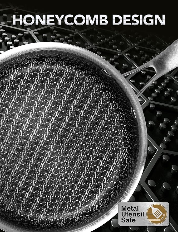 MICHELANGELO 6 Pcs Tri-ply Stainless Steel Pot Set, 2QT & 3QT & 8QT Pot with Lids, Nonstick HoneyComb Interior Cooking Pot Set, Compatible with All Cooktops, Oven & Dishwasher Safe - Image 6