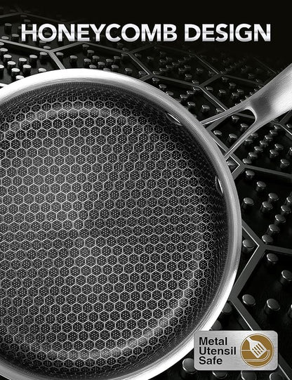 MICHELANGELO 6 Pcs Tri-ply Stainless Steel Pot Set, 2QT & 3QT & 8QT Pot with Lids, Nonstick HoneyComb Interior Cooking Pot Set, Compatible with All Cooktops, Oven & Dishwasher Safe - Image 6