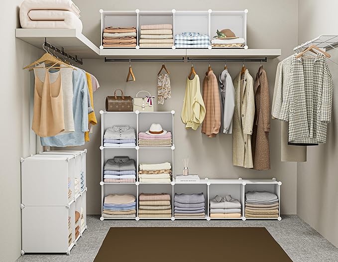Stackable Closet Organizers and Storage 6 Cube Storage Organizer Closet Organizer for Bathroom Closet Storage for Wardrobe - Image 5