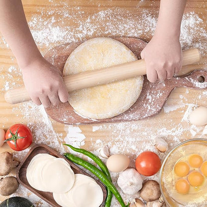 AISOSO French Rolling Pin, 17.7 Inches Wood Rolling Pins for Baking, Extra Long Classic Wooden Dough Roller for Fondant Pizza Pie Crust Cookie Pastry, Kitchen Baking Essentials, Light Yellow - Image 3