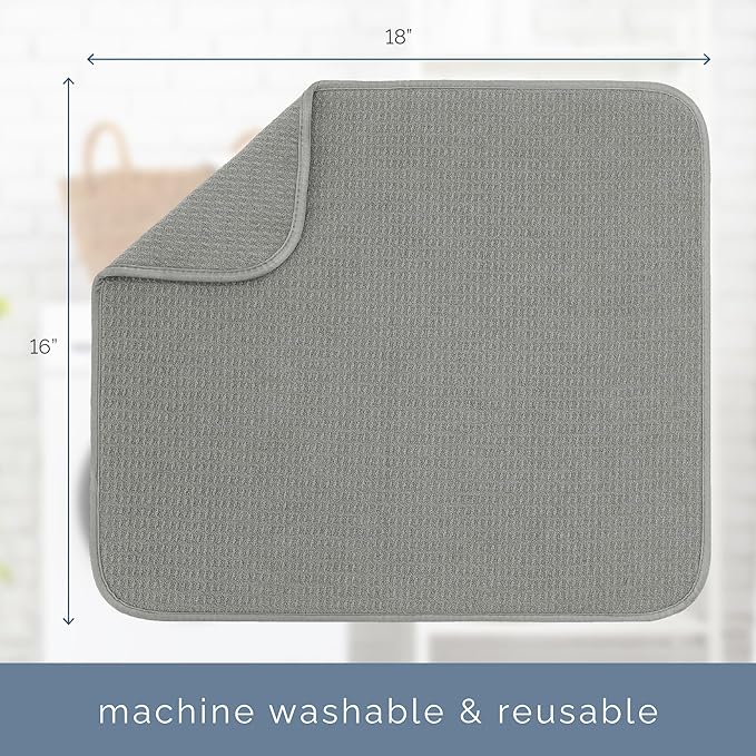 S&T INC. Dish Drying Mat, 16” x 18”, Absorbent Microfiber Kitchen Counter Mat, Dish Drying Pad for Dishes, Utensils, Pots and Pans, Large, Grey - Image 6
