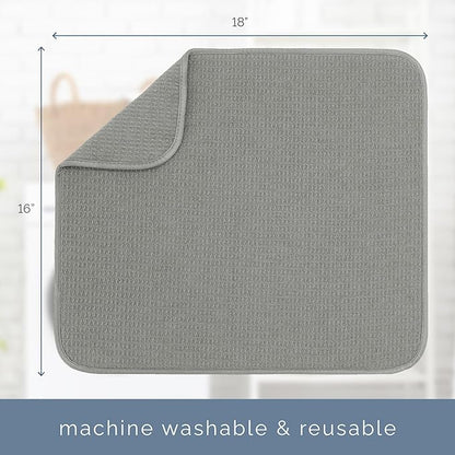 S&T INC. Dish Drying Mat, 16” x 18”, Absorbent Microfiber Kitchen Counter Mat, Dish Drying Pad for Dishes, Utensils, Pots and Pans, Large, Grey - Image 6