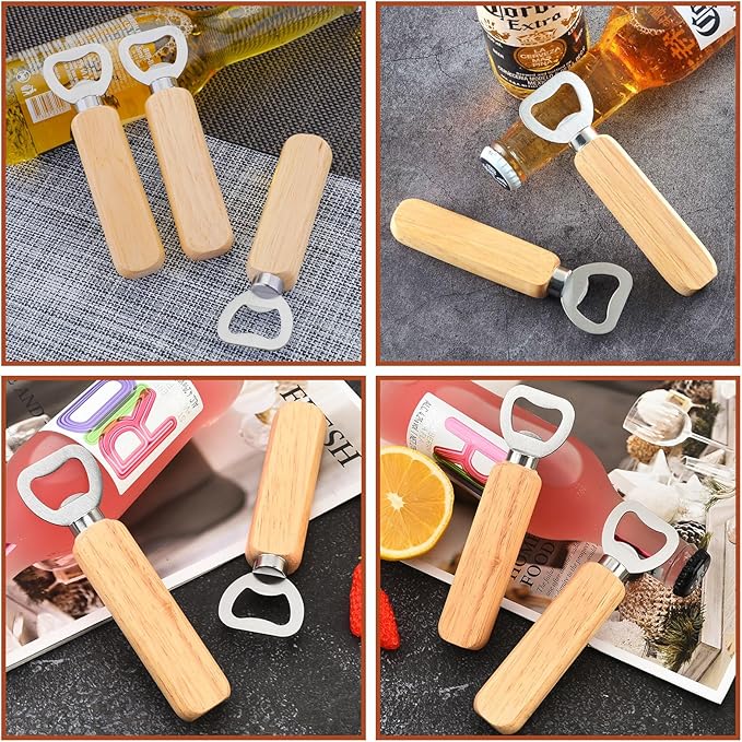 100 Pcs Wooden Bottle Opener - Engravable Beer Bottle Openers, DIY Gift for Wedding Party Restaurant - Image 5