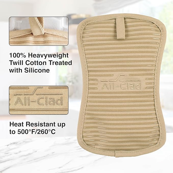 All-Clad Premium Pot Holder & Hot Pad: Heat Resistant to 500 Degrees - 100% Cotton, 10"x6.25" Hot Pad for Kitchen and Barbeque, (1-Pack), Cappuccino - Image 4
