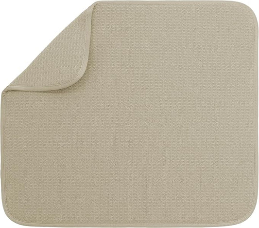 S&T INC. Dish Drying Mat, 16” x 18”, Absorbent Microfiber Kitchen Counter Mat, Dish Drying Pad for Dishes, Utensils, Pots and Pans, Large, Pure Cashmere by STINC