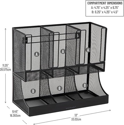 Mind Reader Multipurpose Countertop Organizer, Office Breakrooms, Cup and Condiment Station, Metal Mesh, Black - Image 3