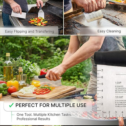 Metal Spatula Stainless Steel and Scraper - Professional Chef Griddle Spatulas Set of 3 - Heavy Duty Accessories Great for Cast Iron BBQ Flat Top Grill Skillet Pan - Commercial Grade - Image 5