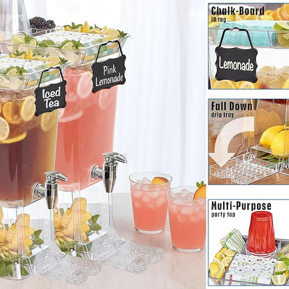 Buddeez Tritan™ Beverage Dispenser with Party Tray Lid - 2.5 Gallon Cold Drink Dispenser for Juice, Iced Tea, Lemonade, Water