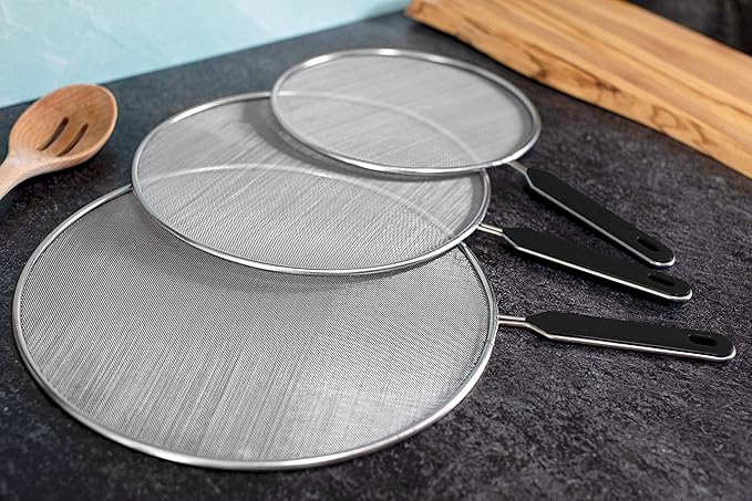 Grease Splatter Screen For Frying Pan Cooking - Stainless Steel Splatter Guard Set of 3-8", 10" and 11" inch - Fine Mesh Iron Skillet Lid- Hot Oil Shield to Stop Prime Burn (3, 8",10",11") - Image 4