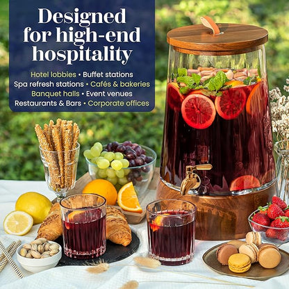 FOODLE Extra Large Glass Drink Dispenser with Spigot - Glass Beverage Dispenser with Stand - Perfect for Parties & Catering - Pitcher for Lemonade, Water, Sangria & Juice - Leakproof Spout - 3 Gallon - Image 5