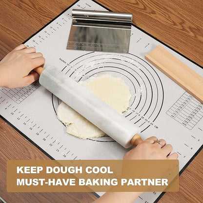 Koville African Natural Marble Rolling Pin, Non-Stick Polished Dough Roller, Pasta, Dumpling, Fondant, Pie Crust, Bread, Pizza Dough, Kitchen Baking Pastry Tools with Mat/Scraper（Namib Fantasy） - Image 7