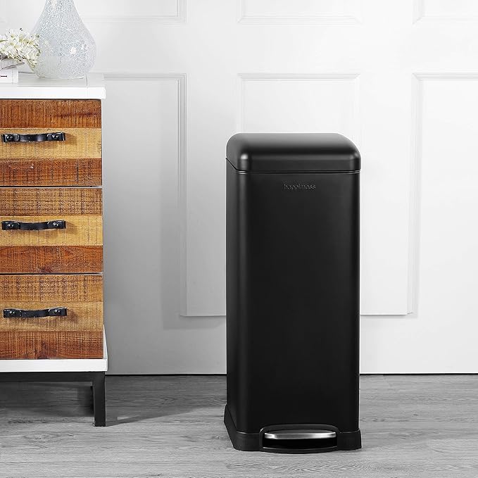 happimess HPM1007B Betty Retro 8-Gallon Step-Open Trash Can with Soft-Close Lid, Fingerprint Resistant, Modern, Minimalistic for Home, Kitchen, Laundry Room, Office, Bedroom, Bathroom, Black - Image 2