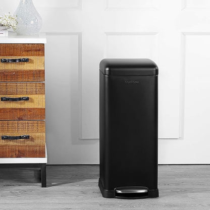 happimess HPM1007B Betty Retro 8-Gallon Step-Open Trash Can with Soft-Close Lid, Fingerprint Resistant, Modern, Minimalistic for Home, Kitchen, Laundry Room, Office, Bedroom, Bathroom, Black - Image 2