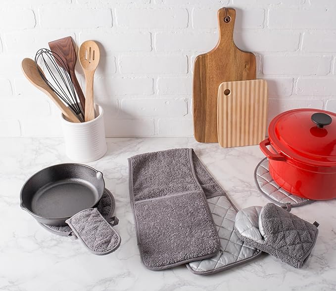 DII Basic Terry Collection Quilted 100% Cotton, Pan Handle, Gray, 3 Piece - Image 7