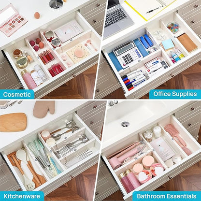 Vtopmart Drawer Dividers for Clothes 8 Pack, Adjustable 4" High Expandable from 11.3"-17" Dresser Drawer Organizer, Plastic Drawers Separators for Dresser, Baby Clothes, Kitchen and Office Storage - Image 8