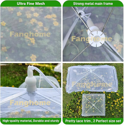 Food Covers for Outside Mesh,2 Pack 40"X24" + 2 Pack 17"X17" Extra Large Pop Up Mesh Food Tent Net Umbrella Food Covers for Outdoors Picnic Party BBQ Supplies,Food Nets for Outdoors
