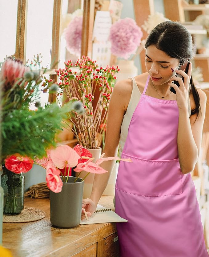 Light Pink Apron for Women with Pockets | Lightweight and Adjustable Womens Apron